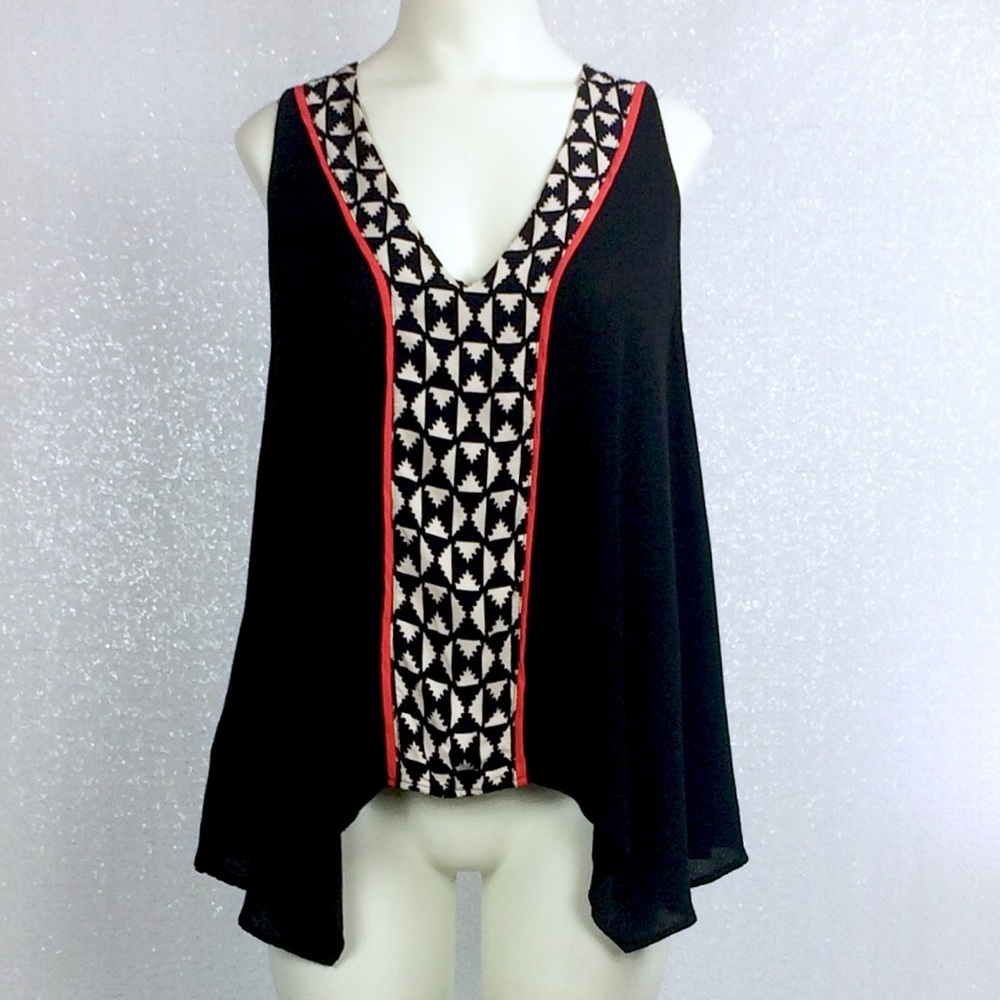 Dahlia Asymmetrical Tank Abstract Design sz Small